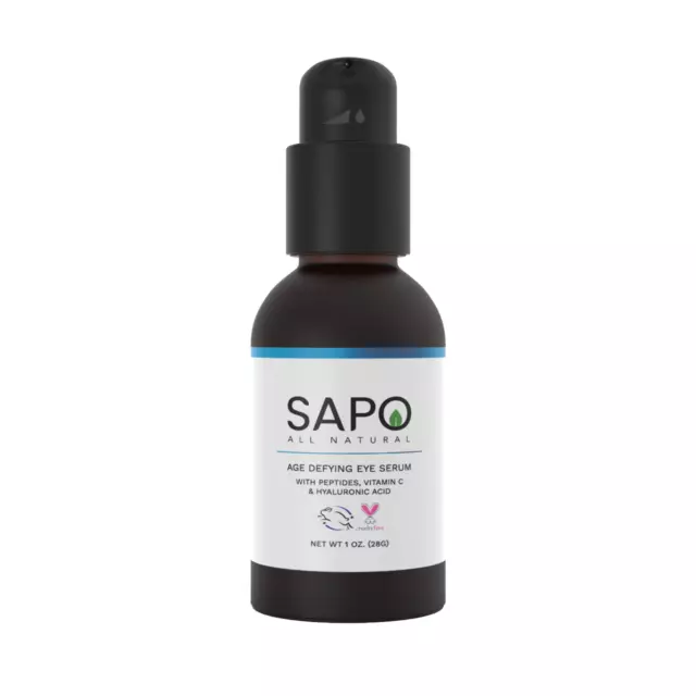 Sapo All Natural Eye Serum with Hyaluronic Acid, Peptides and Vitamin C - 1 Oz