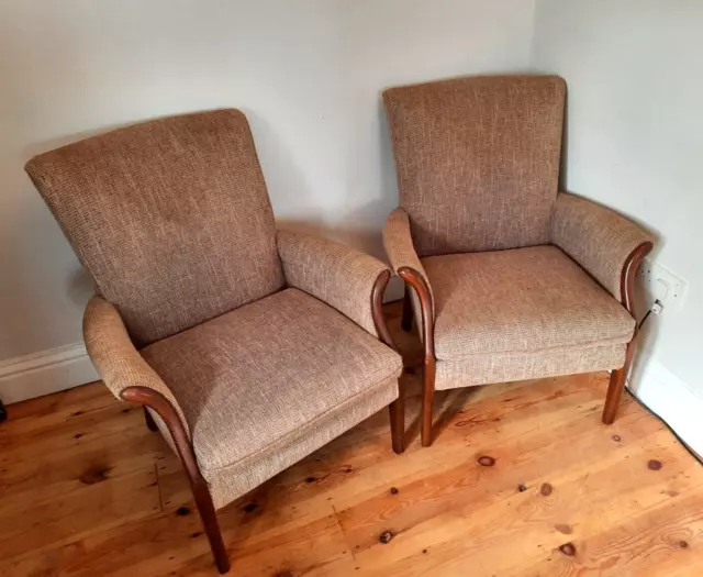 Pair Vintage Parker Knoll 749 Fireside Froxfield armchairs 2