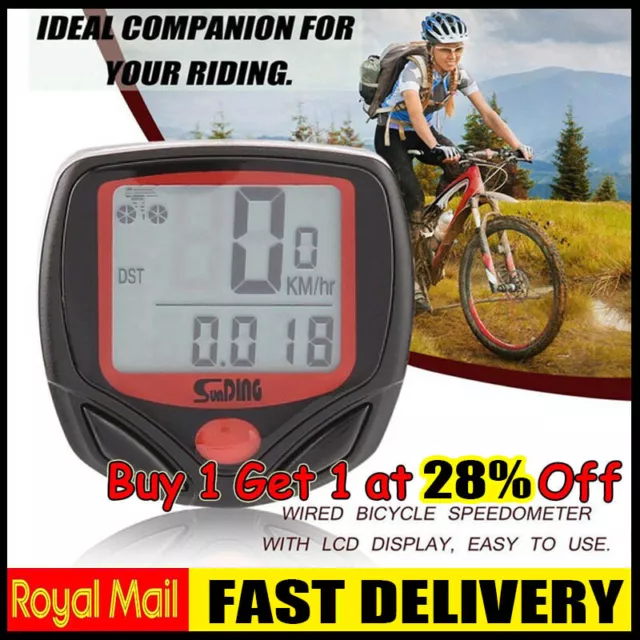 Bicycle Bike LCD Digital Computer Odometer Speedometer Waterproof Wired UK