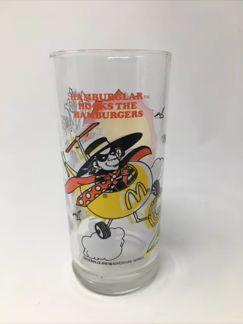 McDonald's Hamburglar Drinking Glass Cup Restaurant Adventure Series 1980