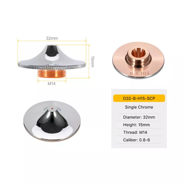 Fiber Laser Nozzle Single Chrome Plated Layer Dia.32mm for Raytools Cutting Head