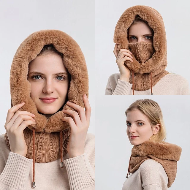 Gorro De Invierno Para Mujer Pelusa Para Mantener El Calor Estilo Grueso Bufanda