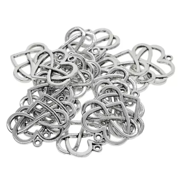100 Stück Herz Perlen Charms Tibet Silber Anhänger für DIY Schmuckherstellung