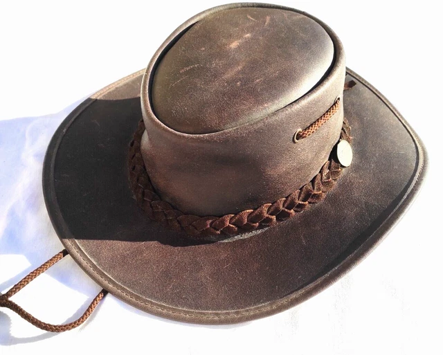 CHAPEAU australien genre Indiana Jones de la marque BARNAH en cuir