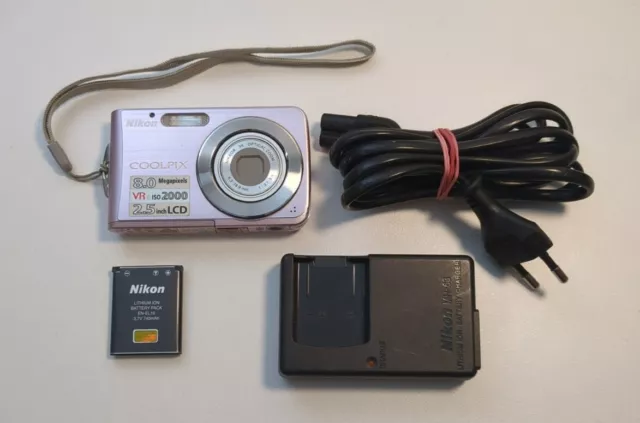 Nikon Coolpix S210 Rose Pâle, 8Mp 3x Zoom + Chargeur Batterie, Excellent Etat