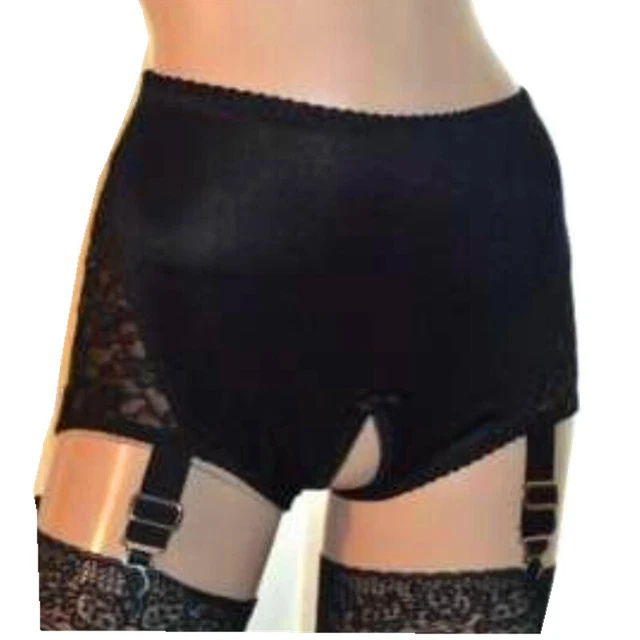 6 Strap Lace Front Opening Suspender Belt In Red Or Black