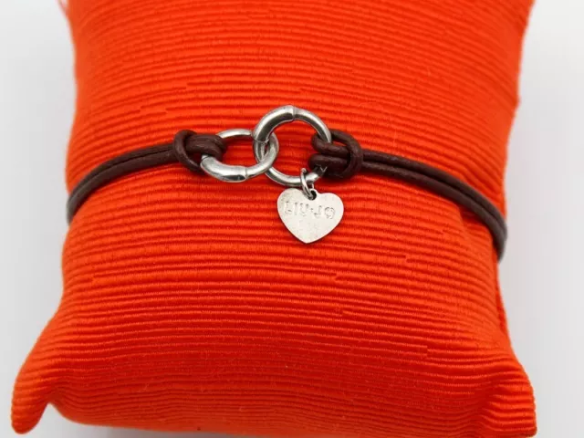 Bracciale Unisex Liu Jo Argento Caucciù Cuoio Charm Love Gioielli Promozione