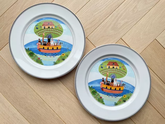 VILLEROY and BOCH Naif Laplau Noah's Ark Flat Plate Set of 2