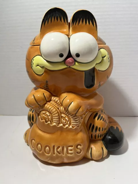 Vintage 1981 GARFIELD Enesco Ceramic Cookie Jar Rare Import From Japan **READ!!