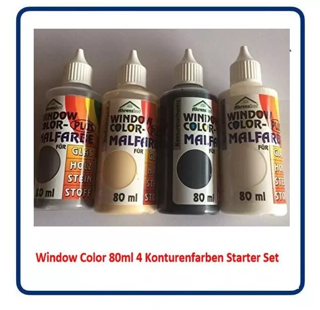 Window Color Farbe 80ml 4 Konturenfarben Starter Set Fenstermalfarbe