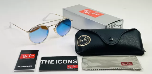 Ray-Ban Sunglasses RB3647N 001/4O Polished Gold Frame With Blue Lenses