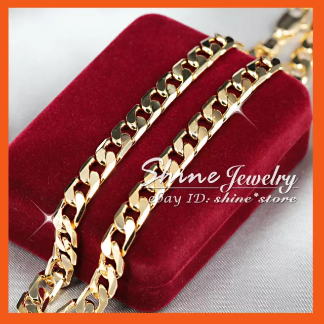 18K Yellow Gold Gf N34 60Cm Flat Ring Curb Chain Women Mens Solid Charm Necklace