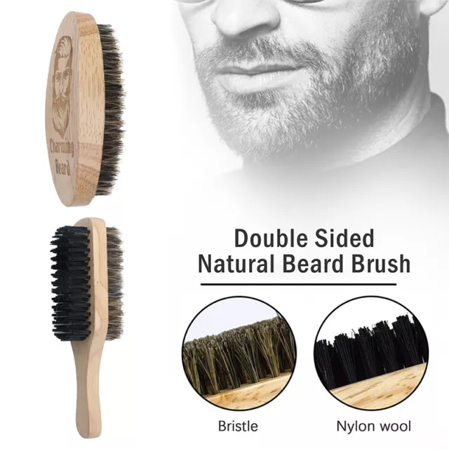 Spazzola con manico in legno per barba e baffi con setole di cinghiale