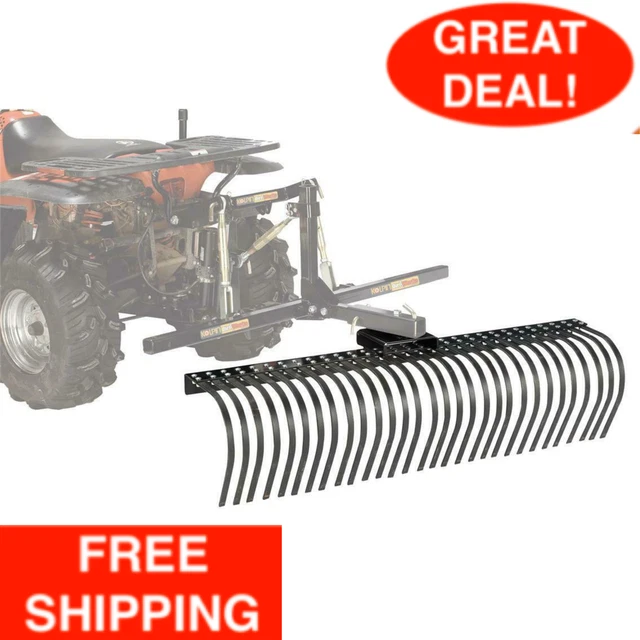 60" Landscape Rake Three-Position Angling Great For Prepare Food Plot Soil