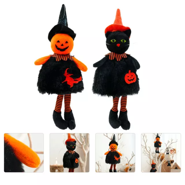 Hanging Pumpkin Witch Dolls Decoration - Party Creepy Witch Prop - 2pcs