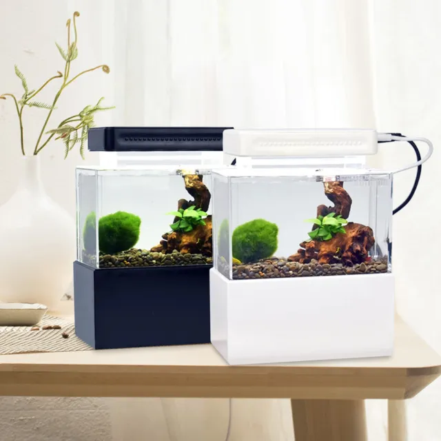 0.78L Desktop Mini Fish Tank Aquarium Water Filtration Led Light Home Decor NEW