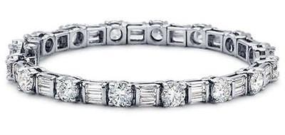 5.00 CT Round & Baguette Cut Diamond Tennis Bracelet With High Quality 14 kt