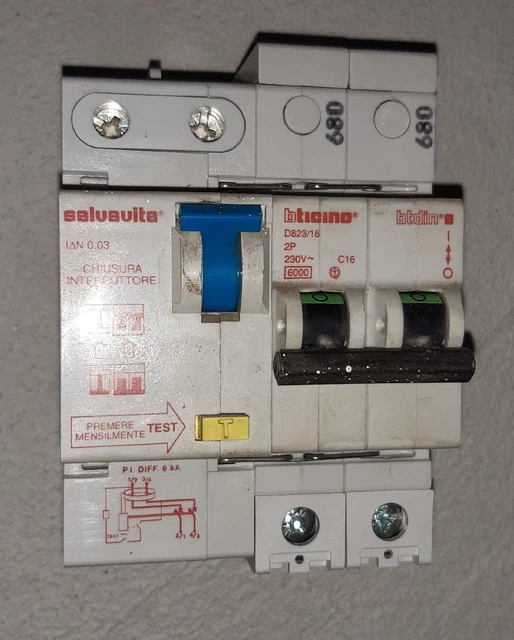 Interruttore Magnetotermico Stotz 2P C16 16A - Salvavita Bipolare 220V 6kA Per Impianti Elettrici