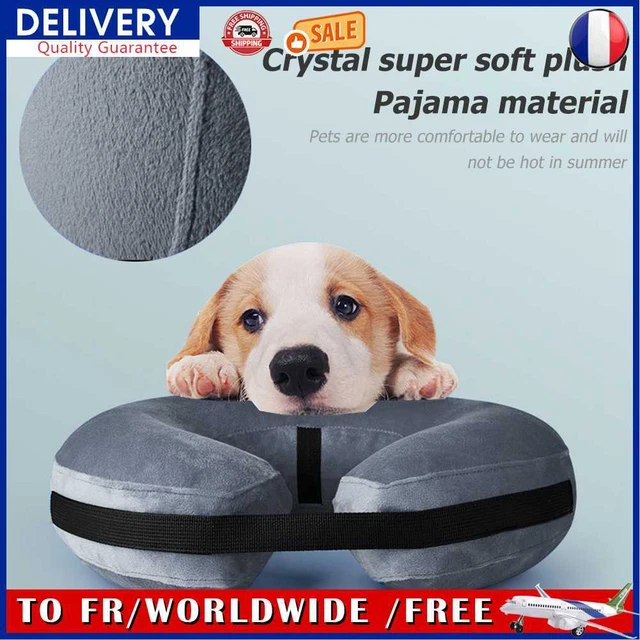 Inflatable Cat E-collar Adjustable Dog Neck Cone Recovery Pet Supplies (Grey L)