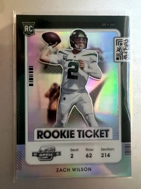 2021 Contenders Optic Zach Wilson ( Jets ) Rookie Ticket Silver Prizm #98