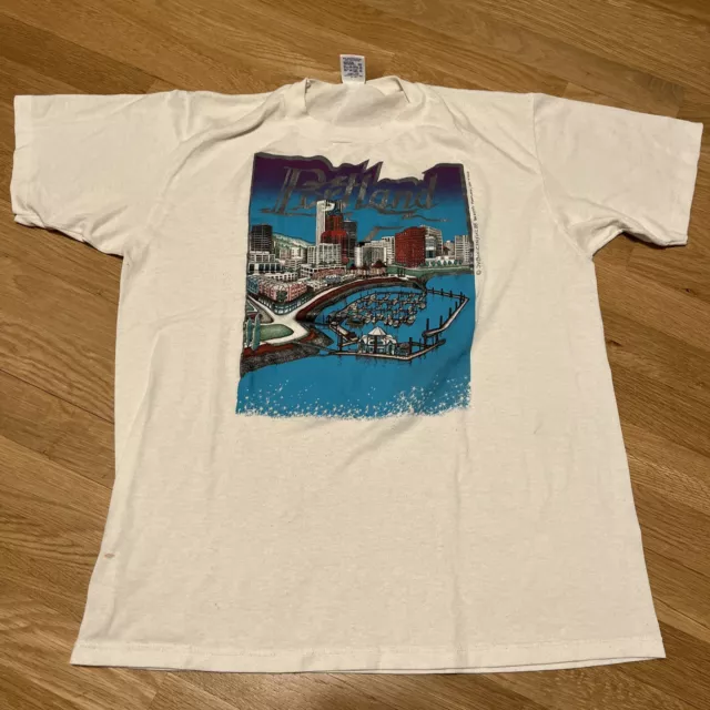 Vintage 80s Portland Oregon City Graphic Tee T shirt Single Stitch XL Medium USA
