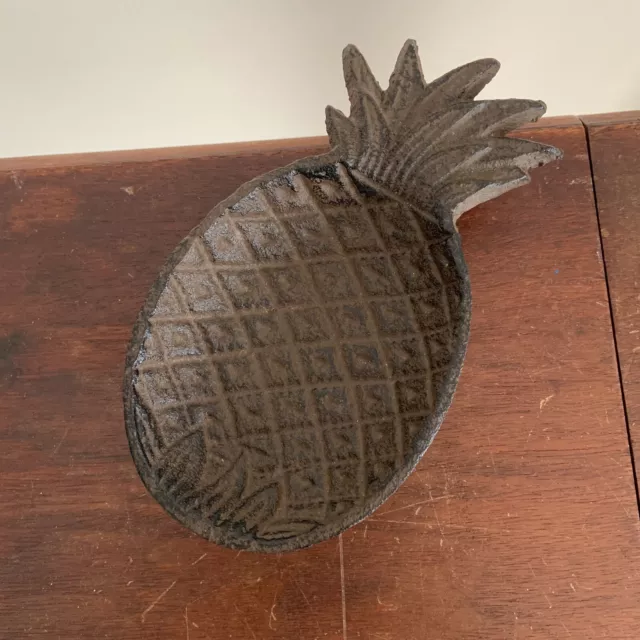 Footed Cast Iron Pineapple Shaped Trinket Dish or Spoon Rest