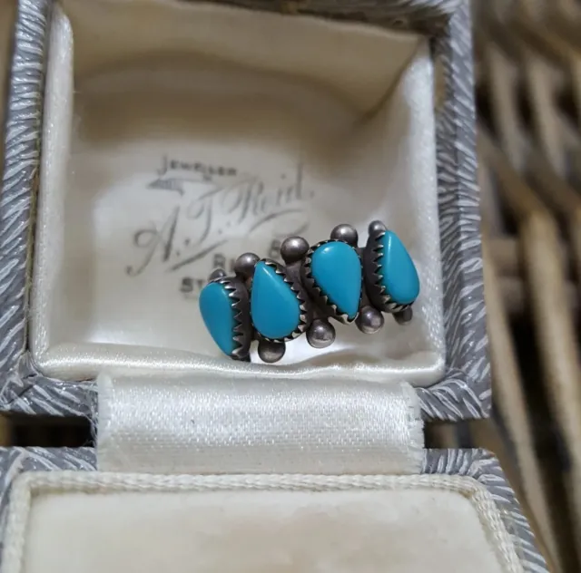 Native American Vintage 925 Sterling Silver Ring, Turquoise, Size J, US 4.75