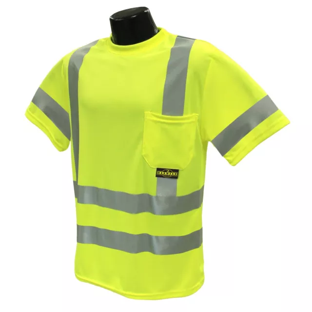 Radians Class 3 Reflective Mesh Safety Shirt with Pocket, Yellow/Lime - MED