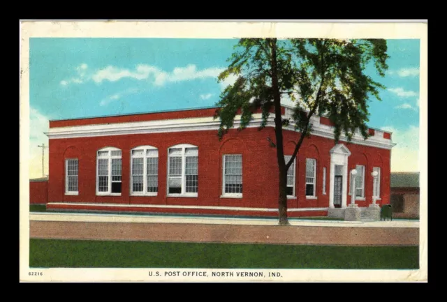 Dr Jim Stamps Us Postcard Post Office North Vernon Indiana White Border