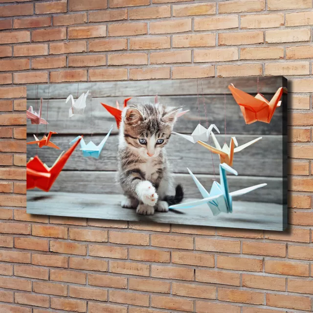 Cuadros Modernos Sobre Lienzo Para el Salón 120x60 Pájaros gatos del papel