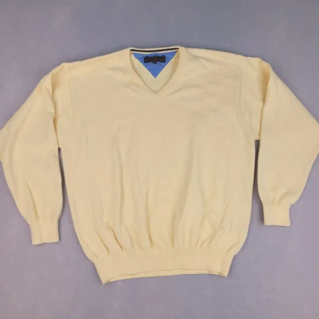 Tommy Hilfiger Golf Men's Pullover Sweater Large Yellow V-Neck 100% Cotton