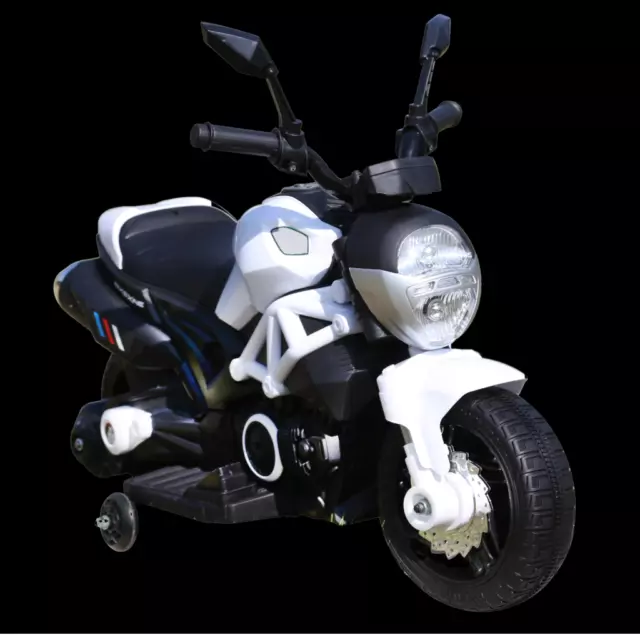 Moto Motocicletta Elettrica Per Bambini Moto Da Corsa Hunter 6V Bianco