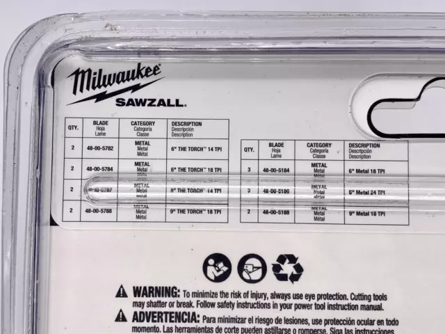 MILWAUKEE SAWZALL METAL Cutting Bi-Metal Reciprocating Blade Set (49-22 ...