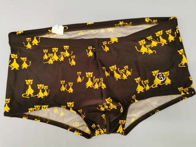 Costume da bagno originale anni 70 swim trunks taglia 5 M S vintage retrò uomo motivo gatto