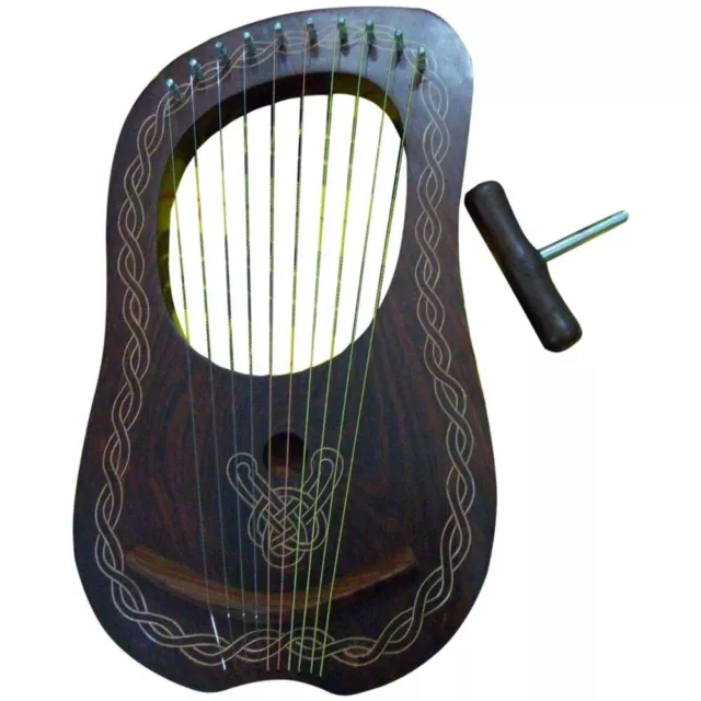 New Lyra Harp Sheesham Wood 10 Metal Strings/Lyre Harp Engraved Caryying Case