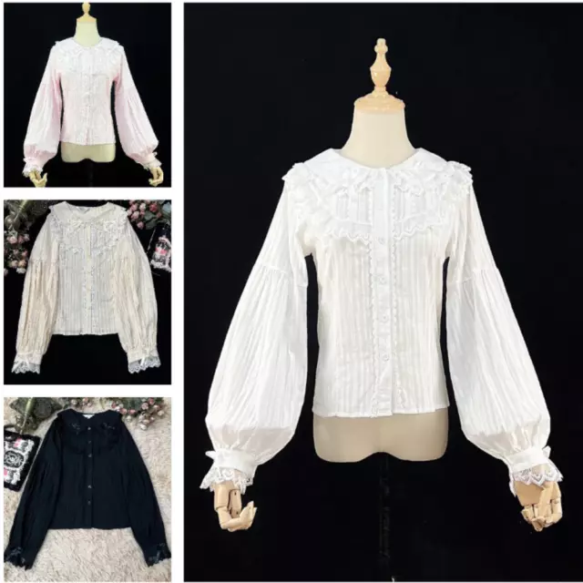 Lolita Ruffles Donna Ragazze Camicia Top Camicetta Stile Giapponese Puff Maniche