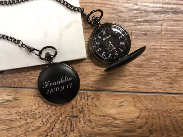 PERSONALISED ENGRAVED POCKET Watch Wedding Xmas Gift Best Man