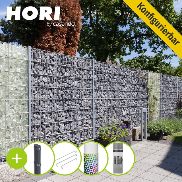 Gabionen Zaun Steinkorb Mauer Drahtkorb Steingabione Säule Wand Gabione kurz