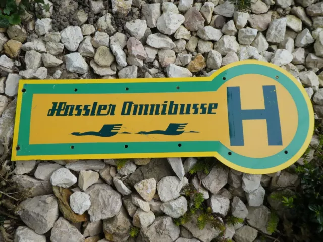 altes BAHN POST  BUS Haltestelleschild  Blechschild original Vintage HASSLER