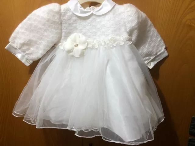 Vestito abito da cerimonia battesimo neonata 12 mesi nuovo con etichetta