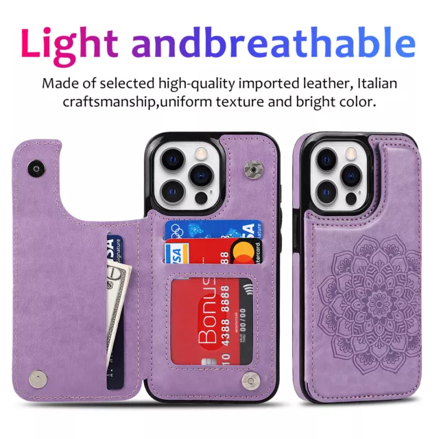 Für iPhone 12 Pro Max/11 Pro max/12/Mini Geldbörse Etui Kartenhalter PU Leder Slot 2