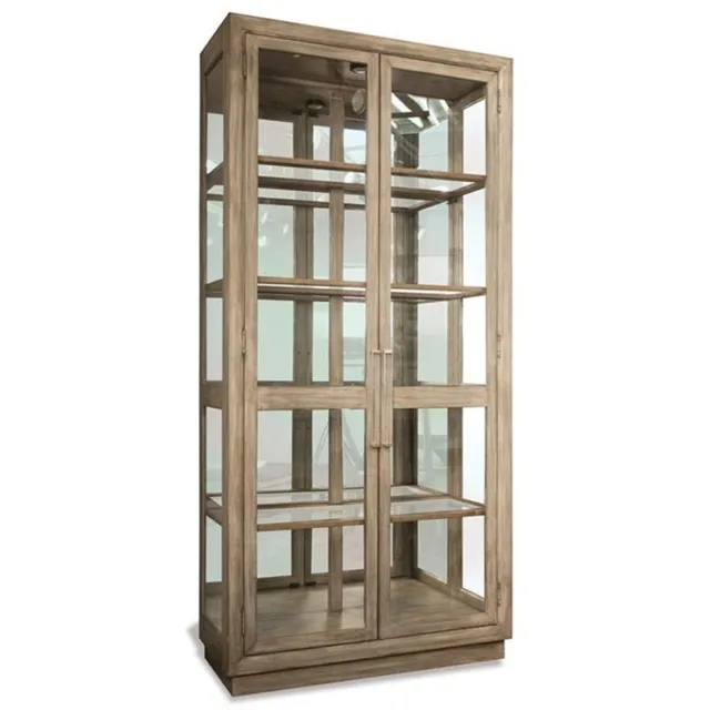 Bowery Hill Contemporary 5 Shelf Curio Cabinet in Natural