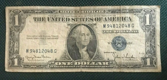 1935 D Silver Dollar Certificate Blue Seal #M94812048G circulated