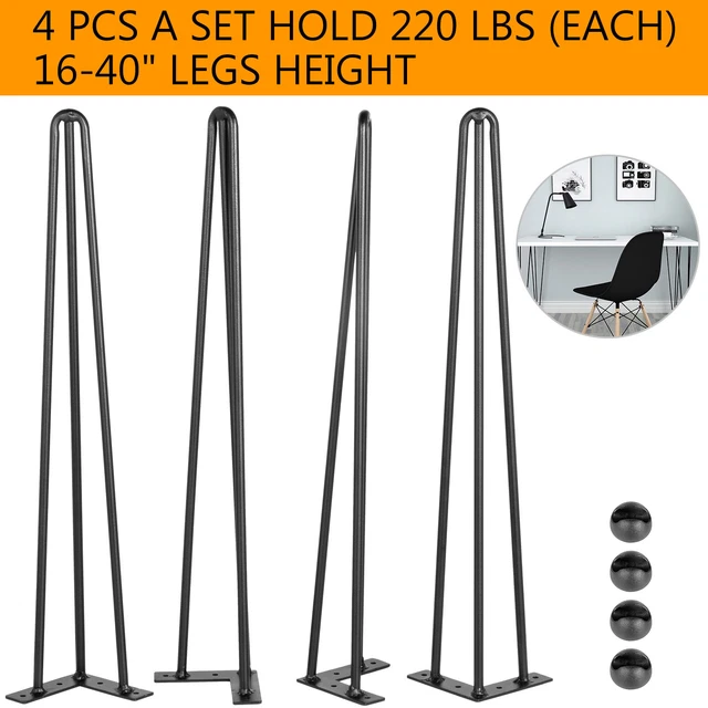 VEVOR 4X HAIRPIN Table Legs 1640" Coffee Table 3 Rod Industrial Desk