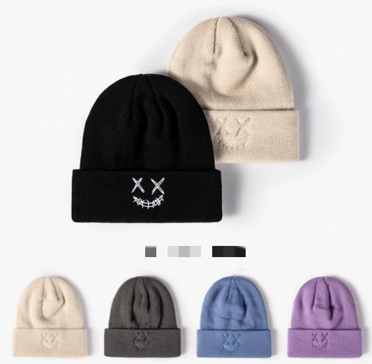 new  winter hat Women Men Knitted Hat Warm Wool Soft Trendy Embroidery cap
