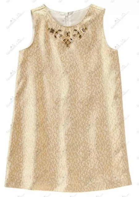 Gymboree Girls 10 "Holiday Shine" Gold Brocad Gem Dress NWT