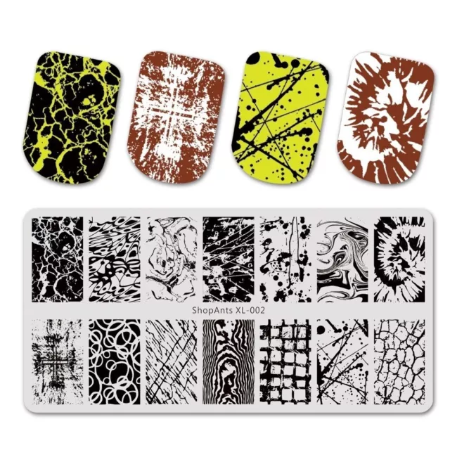 Nail Art Stamping Plate Image Decoration Marble Crackle Paint Spills Swirls XL02