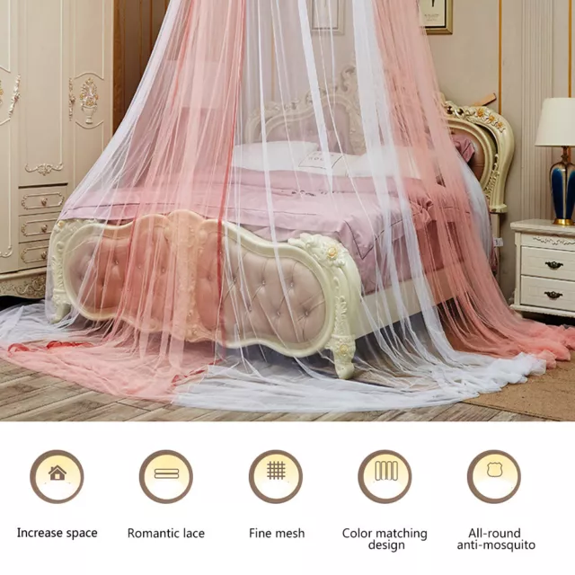 Dual Color Round Canopy Lace Princess Style Mosquito Net Bed Curtain N 4260 AU