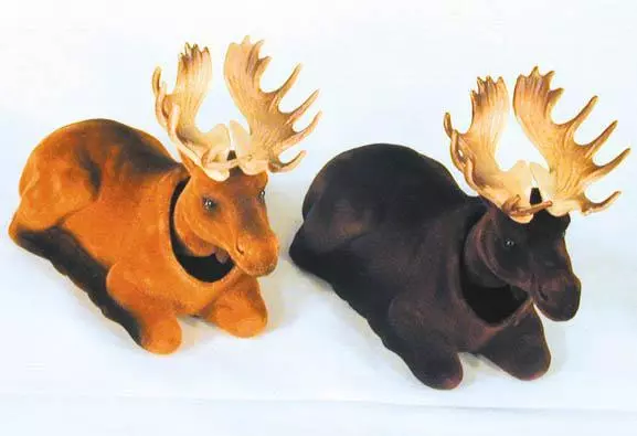 DARK BROWN MOOSE BOBBING HEADS moving bobble head animal wild car dash new toy