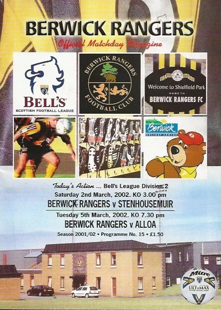 Berwick Rangers v Stenhousemuir/Alloa Ath (Promoted) SL March 2002